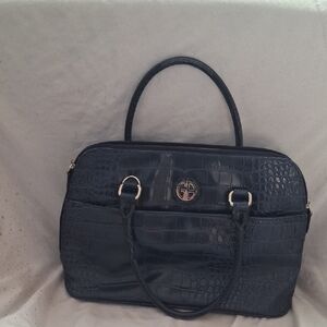 Giani Bernini Black Crocodile-Embossed Laptop Bag